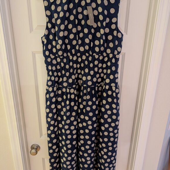 NWT J. Crew Hyacinth Dress Blue Polka-Dot Linen - L - Picture 5 of 6